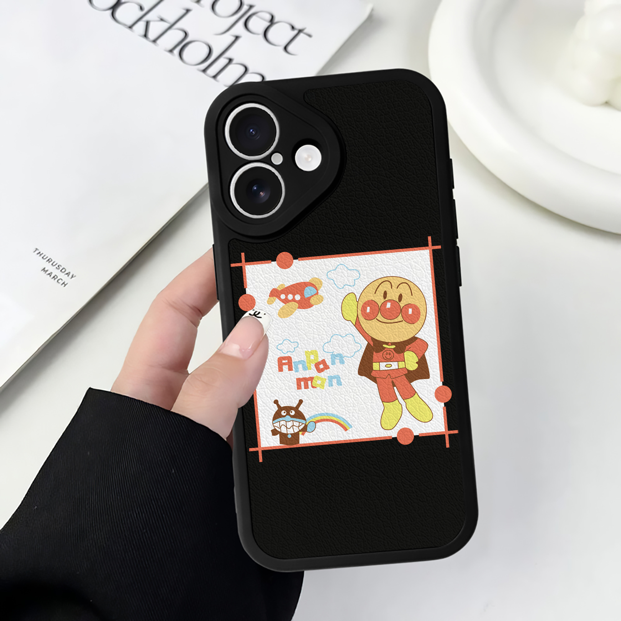 （画像用） アンパンマン Anpanman 【iPhone 16シリーズ対応】シリコンスマホケース（レザー調） 材質：シリコン